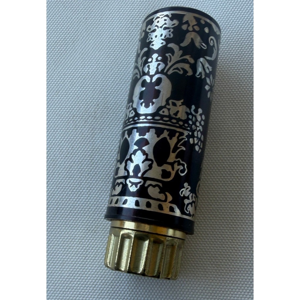 Vintage Revlon Futurama Lipstick Case Black Silver Damask Bravo 511 Refillable